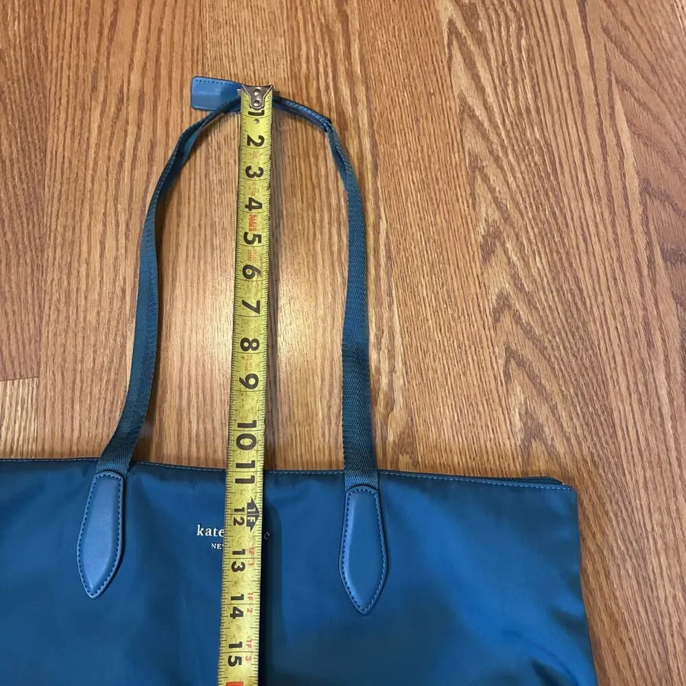 Kate Spade Teal Nylon Tote Bag Large Shoulder Purse Lightweight Travel Travel